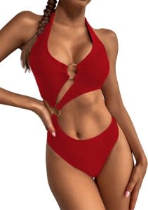 Hilinker Women's O-Ring Cutout Halter One Piece