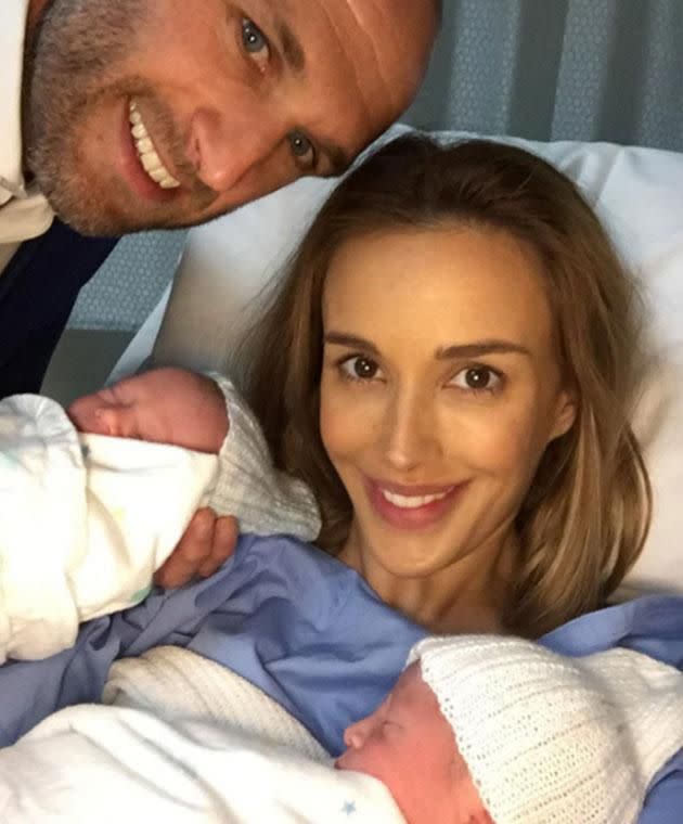 Bec underwent an emergency c-section to deliver her boys at 35 weeks. Photo: Instagram/becjudd