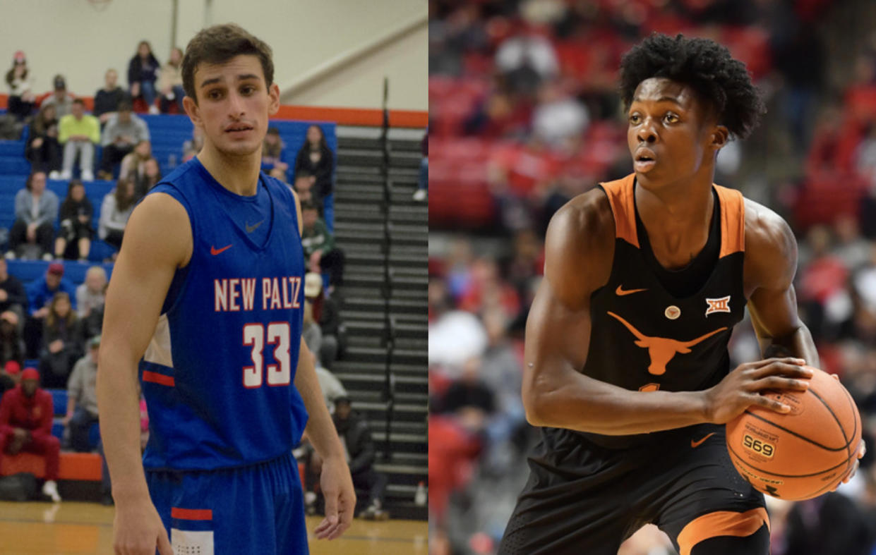 New Paltz guard Nick Paquette hopes his story will provide Texas star Andrew Jones with strength, inspiration and hope. (Photo credit: Daniel Perkins and AP)