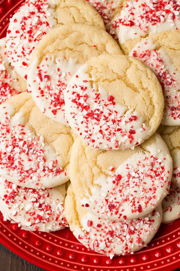 White Chocolate Dipped Peppermint Sugar Cookies