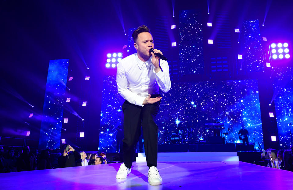 Olly Murs on stage during day one of Capital's Jingle Bell Ball with Coca-Cola at London's O2 Arena.