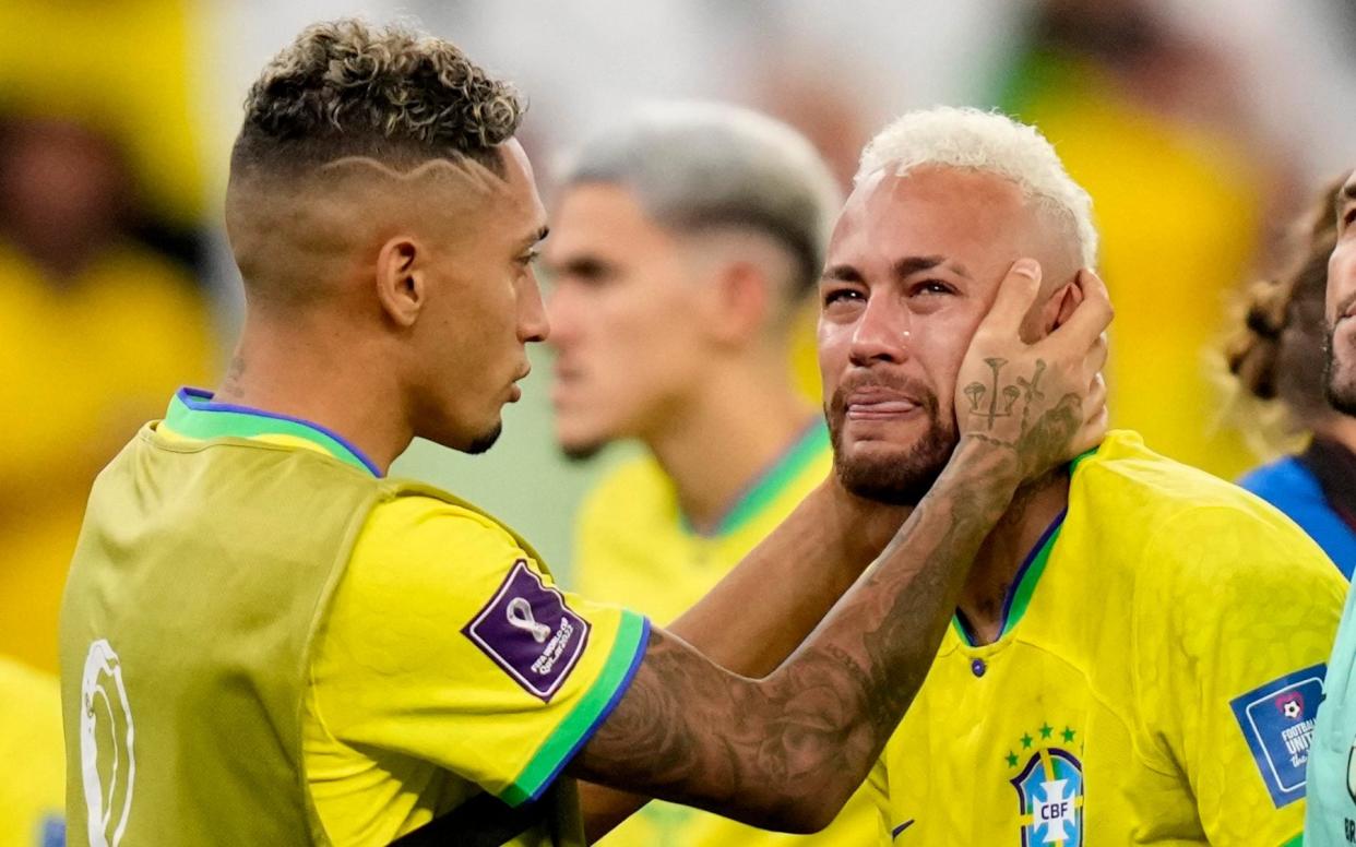 Neymar crying after penalty shootout - Croatia knock Brazil out of the World Cup on penalties – live reaction - Darko Bandic/AP