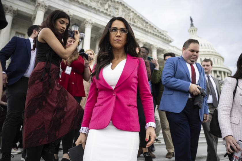 Rep. Lauren Boebert (R-Colo.) is seen outside the U.S. Capitol April 18, 2024. (Francis Chung/POLITICO via AP Images)