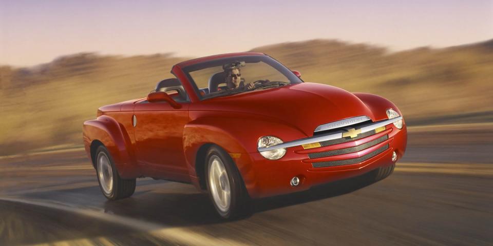 <p>Of all the retro cars that came about in the early 2000s, the Chevrolet SSR was easily the strangest. Combining a rear-drive V-8 chassis with a folding hardtop, throwback styling, and a small bed answered a question no one asked, but it's a compelling car all the same. Something that could have only existed in the early 21st century. <a href="https://www.ebay.com/itm/2005-SSR-Convertible/264788384825?hash=item3da69e1c39:g:jsQAAOSw3JhfBKlj" rel="nofollow noopener" target="_blank" data-ylk="slk:This manual one;elm:context_link;itc:0;sec:content-canvas" class="link ">This manual one</a> for sale on eBay can be yours today.</p>