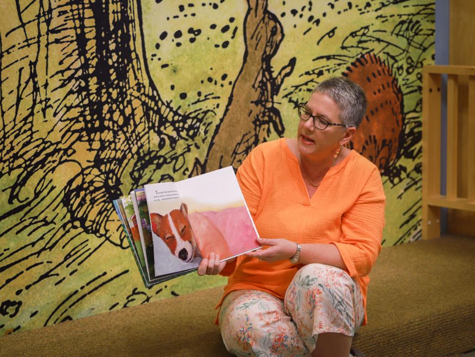 Tammy Knutson reads her new children's book, "A Family for Riley," at event on Saturday, August 6, at Barnes & Noble in Sioux Falls. Knutson is a local author who published her first book in March of 2022.