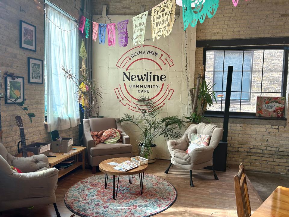 Newline Community Cafe is a student-run coffee shop that operates as part of the curriculum at the neighboring Escuela Verde Charter School on Pierce Street.