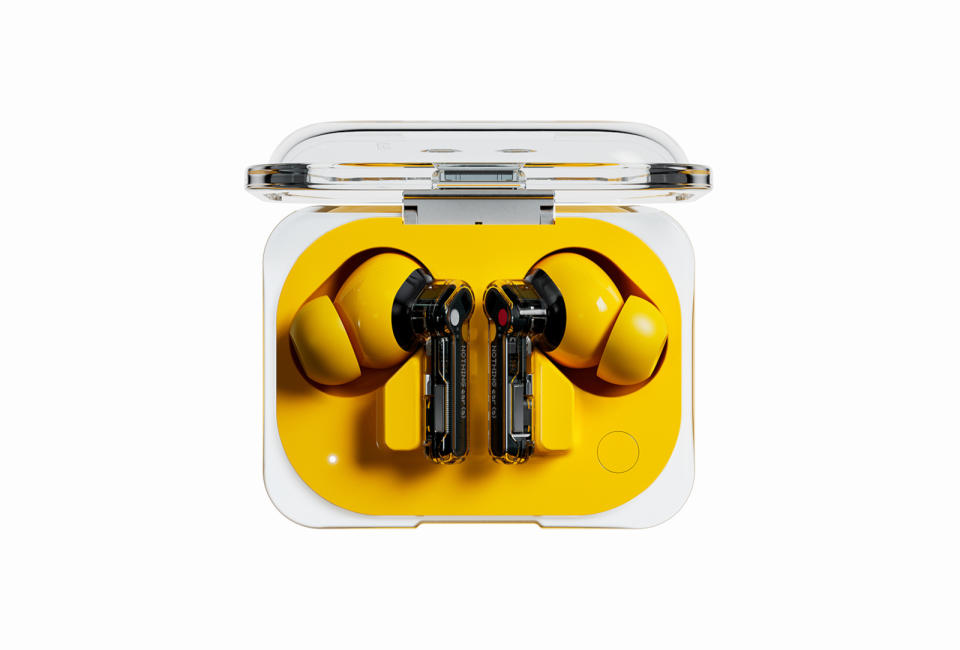 Yellow earbuds.