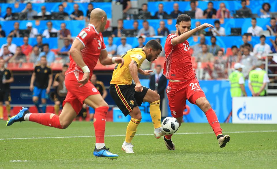 Eden Hazard strokes home his second and Belgium’s fourth