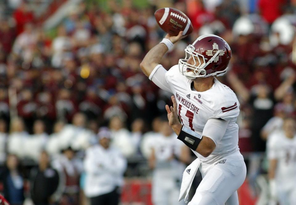 New Mexico State quarterback Tyler Rogers. (AP Photo/Andres Leighton)