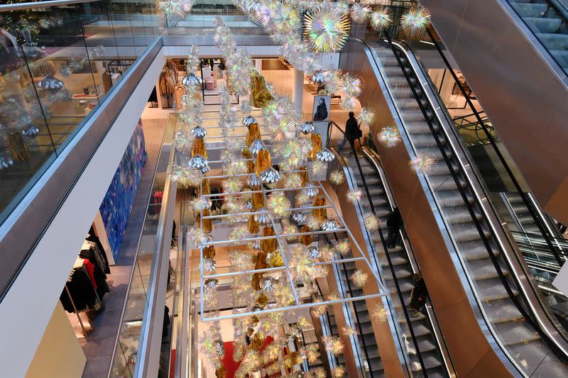 Christmas decoration is seen in a department store in city centre in Nuremberg