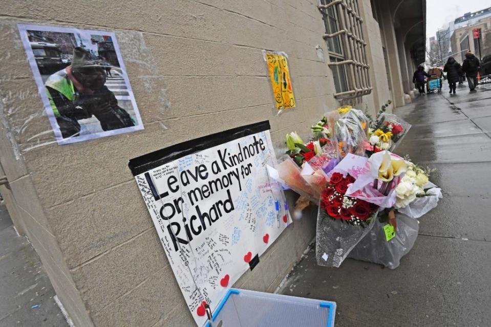 A memorial for Henderson at The World School, where he worked as a crossing guard. Matthew McDermott