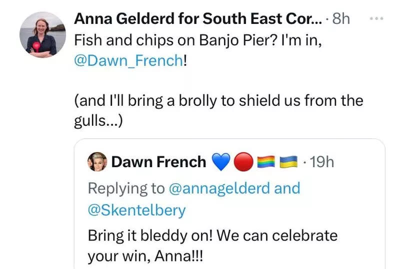 Anna has offered fish and chips to Dawn