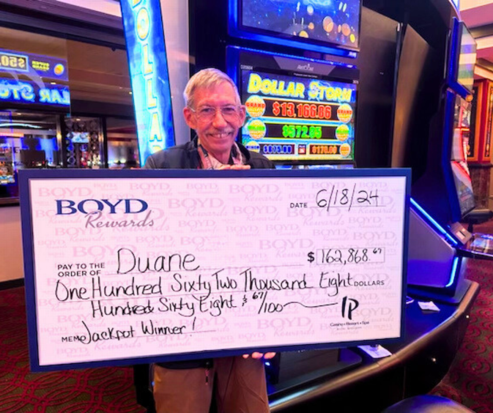 Duane (no last name provided) is all smiles after winning a jackpot at IP Casino Biloxi. This is the fourth major jackpot at a Biloxi casino this year.