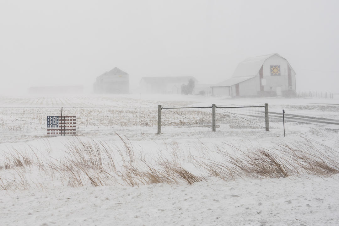 Blizzard conditions, as seen here at a farm, in Iowa over the weekend were followed by an arctic blast that has sent temperatures plunging across the state. 