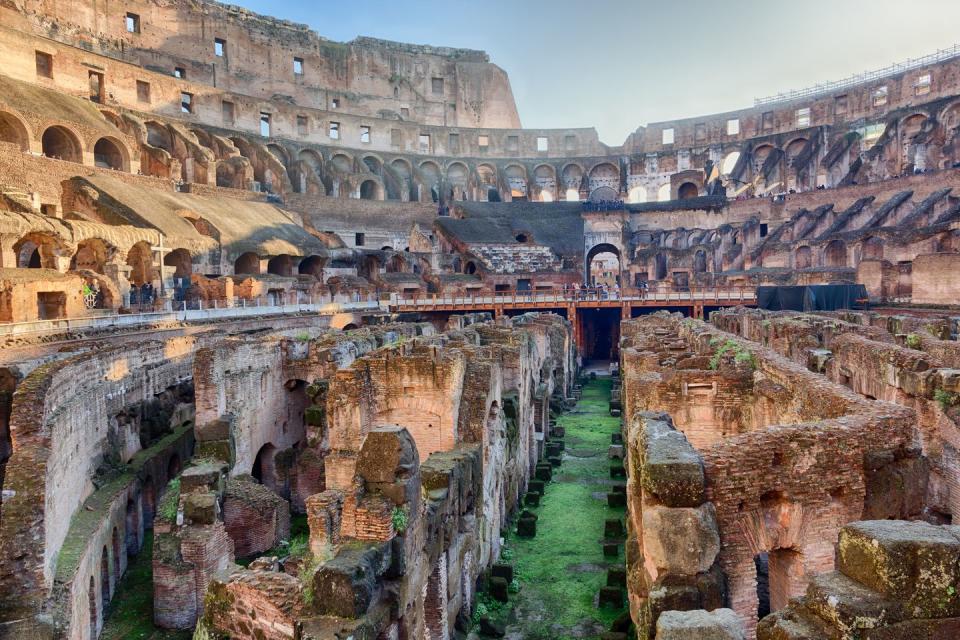 interior of the colosseum, rome, italy