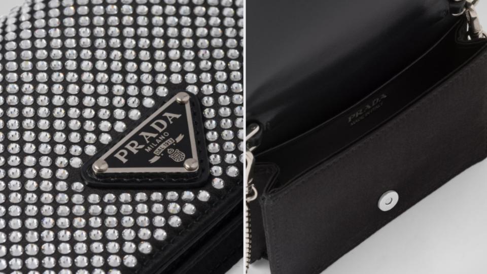 土象星座推薦開運錢包款式：PRADA水晶卡片套配肩帶，NT$ 48,000。圖片來源：PRADA