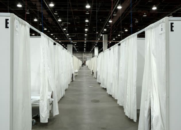 The TCF Center in Detroit has been turned into a 1,000-bed field hospital that will act as an overflow area for patients who have COVID-19. The upper floor of the convention center has become a field hospital that holds 600 beds for critically ill patients, and the lower floor holds 400 beds for patients in recovery.