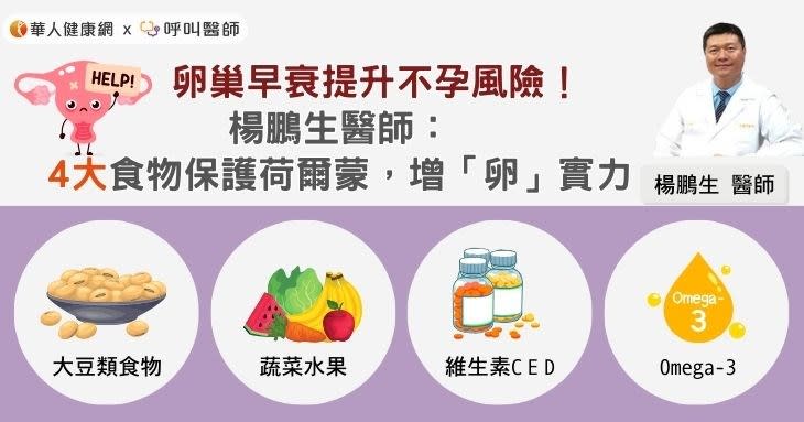 卵巢早衰提升不孕風險！楊鵬生醫師：4大食物保護荷爾蒙，增「卵」實力