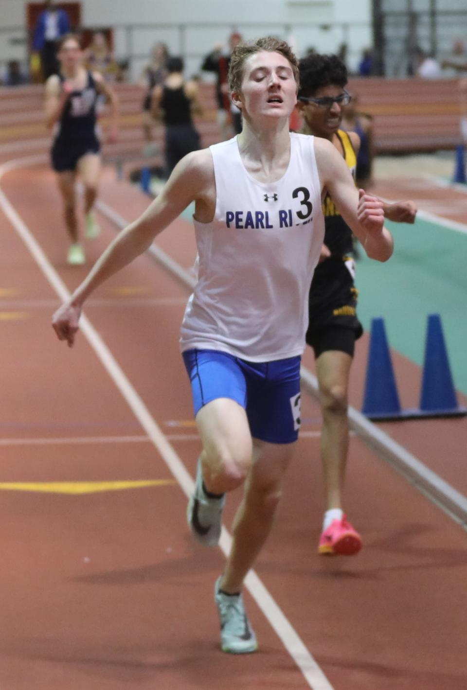 Jayden Lloyd-McKenna won the boys 1600 meter race at the Section 1 Class B track and field championships at The Armory in Manhattan Feb. 4, 2024.