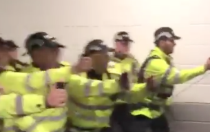 Footage on social media appears to show police offers using pepper spray on Stoke City fans  - Twitter 