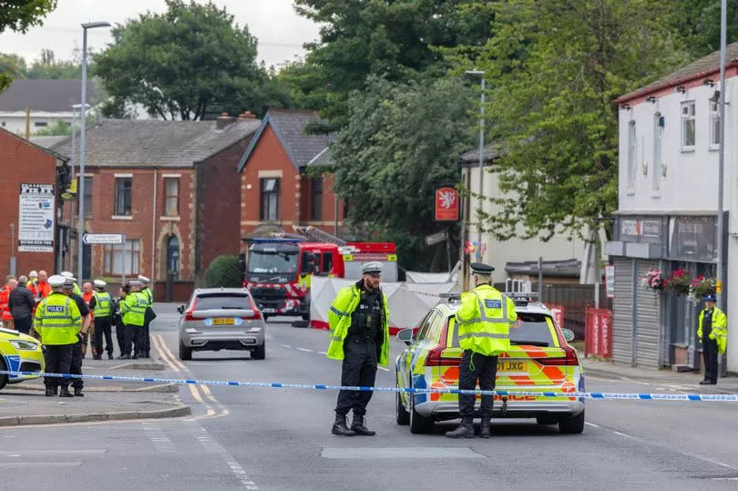 The scene in York Street, Heywood, after the crash