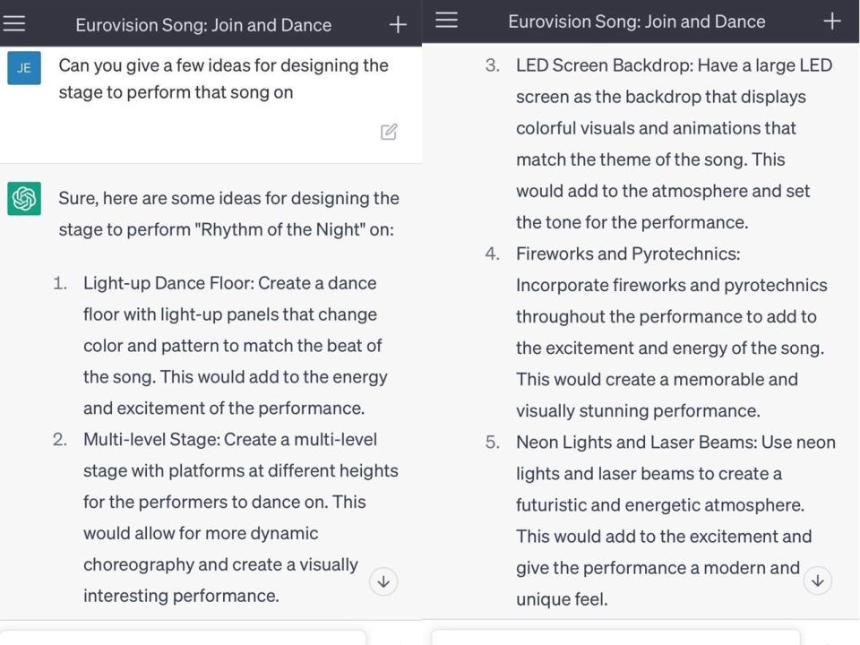 Stage design for a Eurovision song written by ChatGPT.