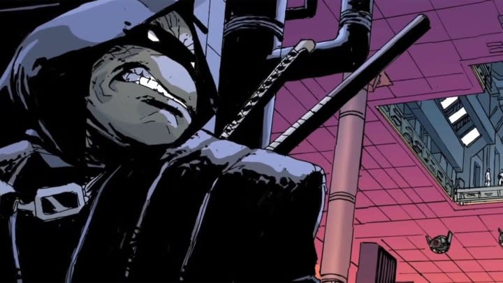 The Last Ronin bides his time in this panel from the comic book series.