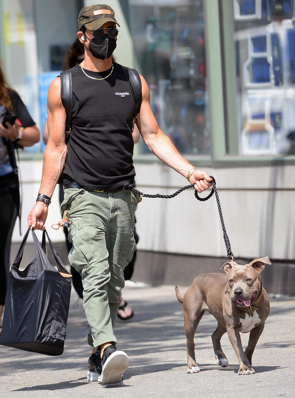 <p>Justin Theroux is spotted walking his dog Kuma in N.Y.C. on July 28.</p>