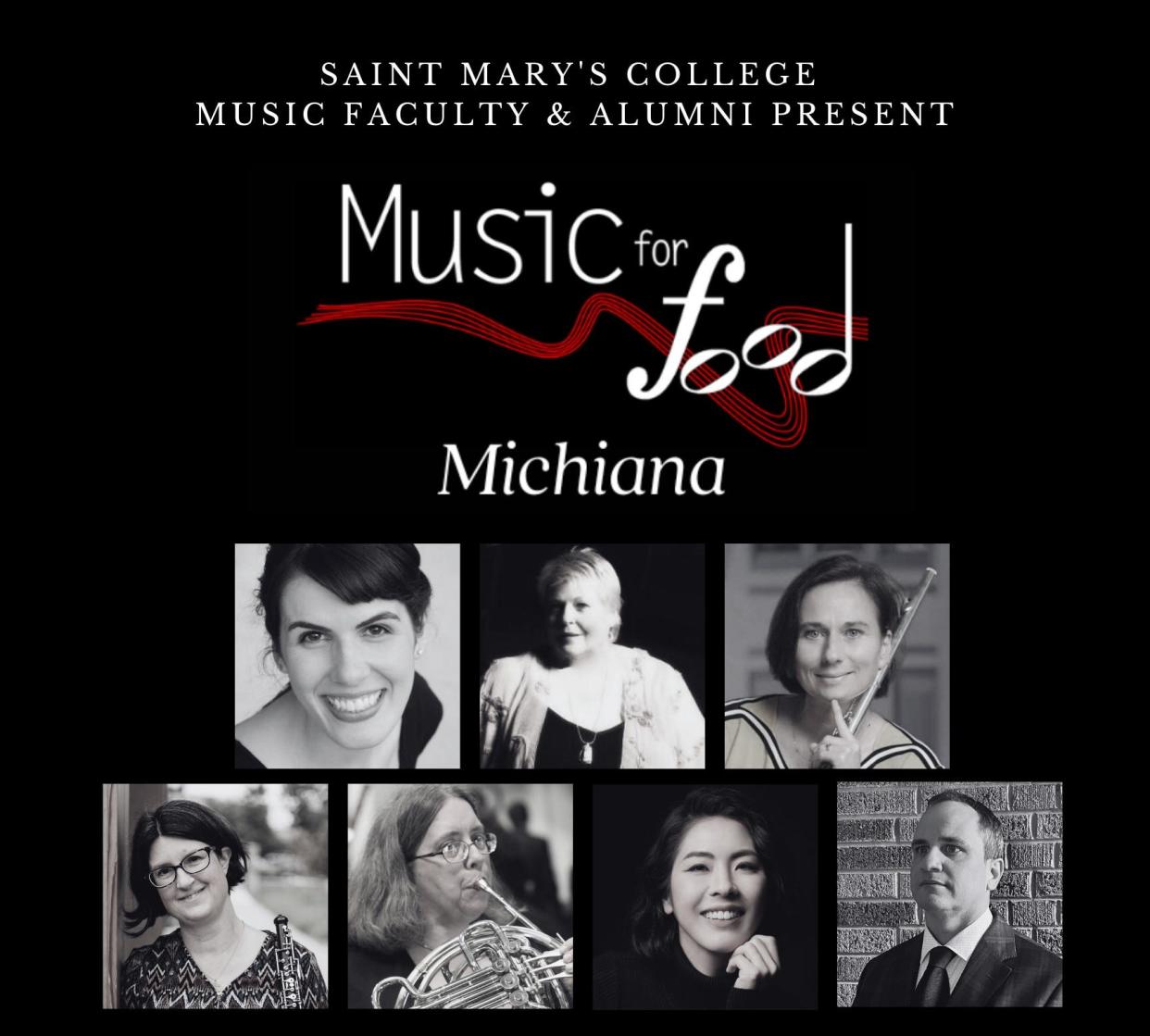 Saint Mary’s College music faculty and alumni present a Music for Food concert April 13, 2024, at Stapleton Lounge in Le Mans Hall at Saint Mary’s College.