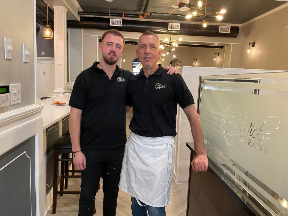 Father/son duo Nick, left, and Abi Krasniqi of Mr. Nick's Restaurant in Tarrytown. Photographed Oct. 2023