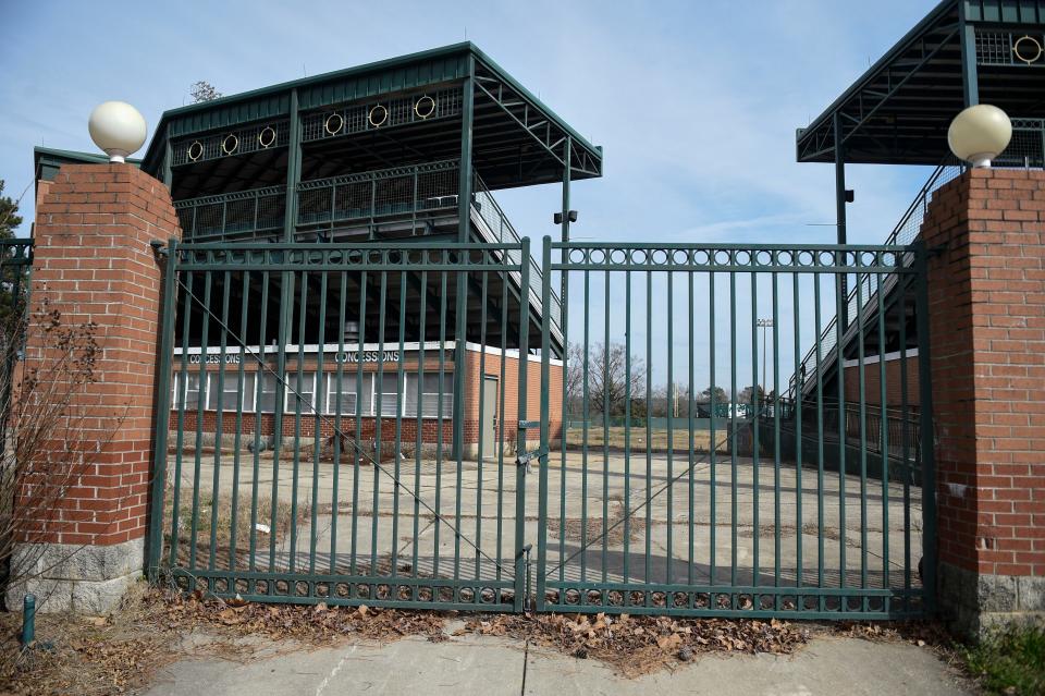 FILE - Lake Olmstead Stadium on Wednesday, Feb. 9, 2023. The Augusta Economic Development Authority won a lawsuit against C4 Live, the organizers of the defunct XPR Augusta festival, which was supposed to take place at the stadium after a failed redevelopment of the site.