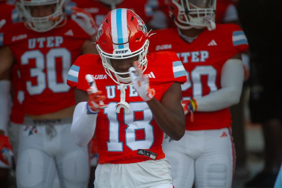 A UTEP player leads his teamates down the tunnel before facing UIW on Sep. 2, 2023