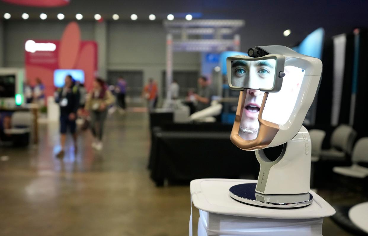 A moving and talking AI head from WeHead was displayed at the Creative Industries Expo during this spring's South by Southwest.