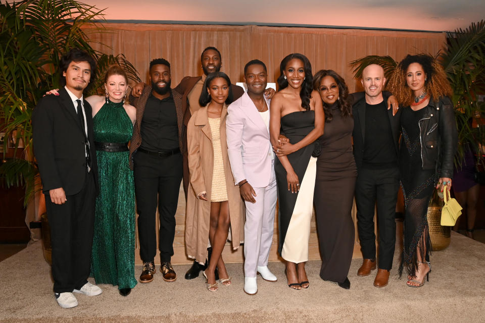 LOS ANGELES, CALIFORNIA - DECEMBER 01: (L-R) Forrest Goodluck, Jessica Oyelowo, Tosin Morohunfola, Justin Hurtt-Dunkley, Demi Singleton, David Oyelowo, Lauren E. Banks, Oprah Winfrey, Chad Feehan and Margot Bingham attend "Lawmen: Bass Reeves" Los Angeles Party at Sunset Tower Hotel on December 01, 2023 in Los Angeles, California. (Photo by Jon Kopaloff/Getty Images for Paramount+)