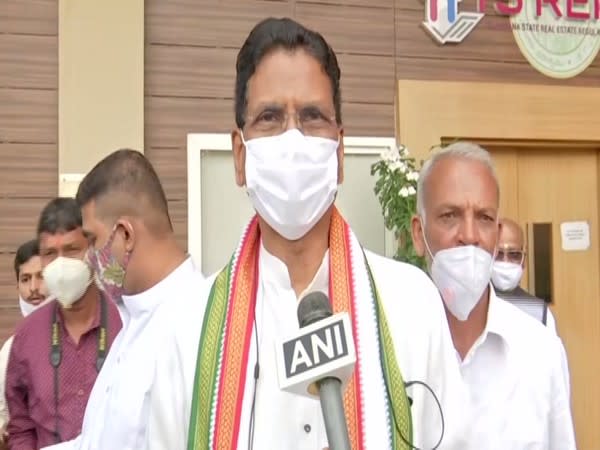 Senior Congress leader Marri Shashidhar Reddy while speaking to ANI on Friday. (Phoot/ANI) 