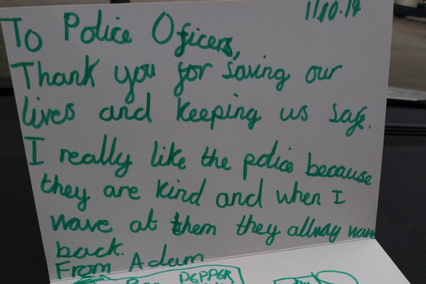 A young boy left a thank you note for police after the Arndale attack: @GMPcitycentre