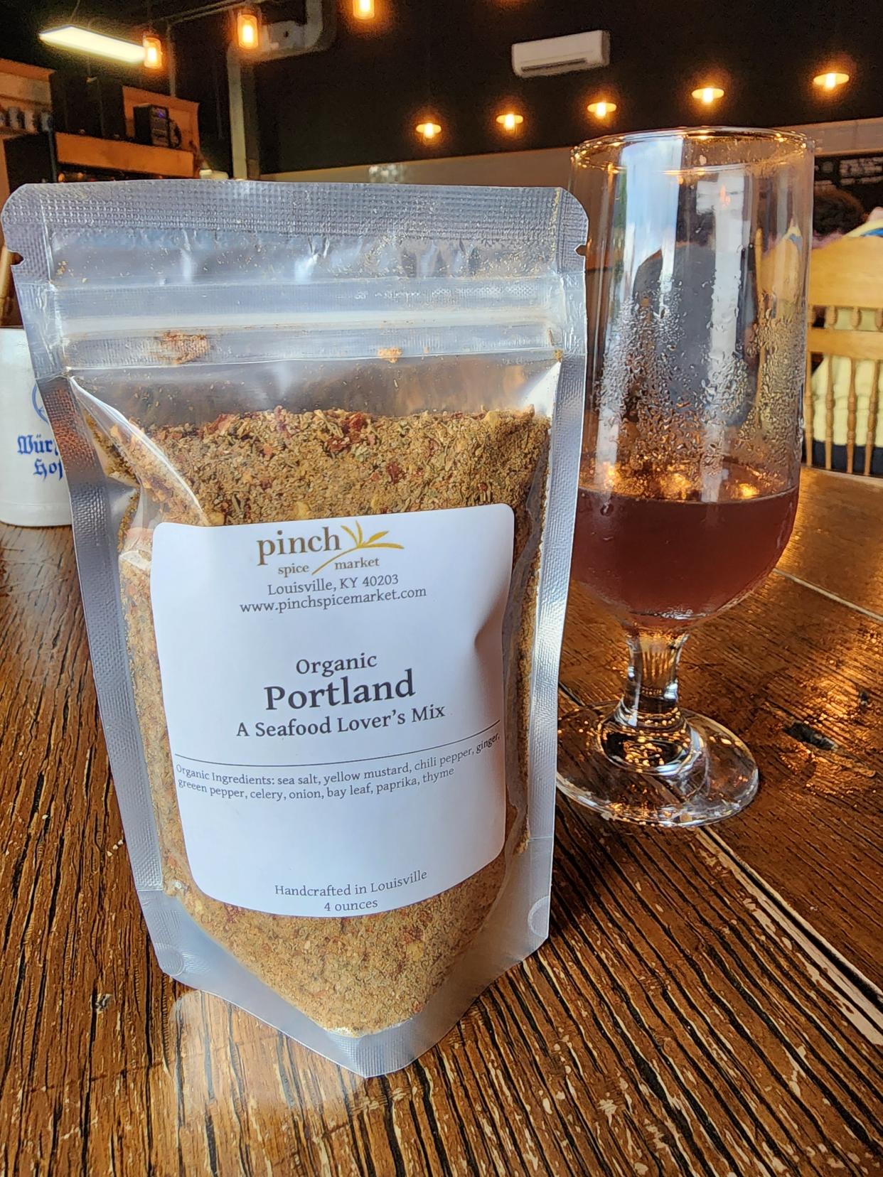 The Portland spice blend, from Pinch Spice Market, is a blend inspired by Old Bay Seasoning. Use generously with grilled fish, crab boils, clam bakes, and chowders.