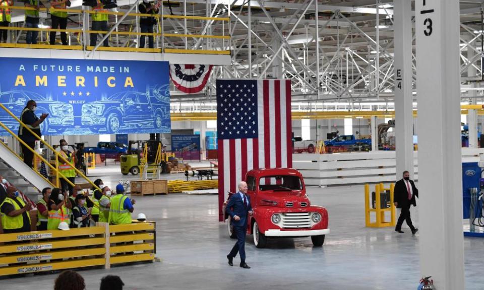 Biden at the Ford Rouge Electric Vehicle Center.