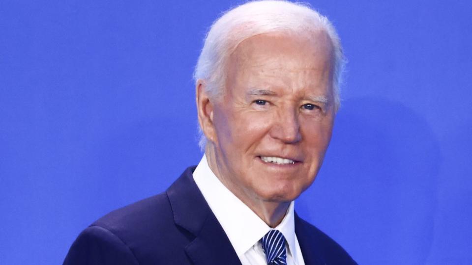President of the United States Joe Biden attends Welcome Ceremony during the 75th NATO Summit in the Walter E. Washington Convention Center in Washington, DC, on July 10, 2024. 