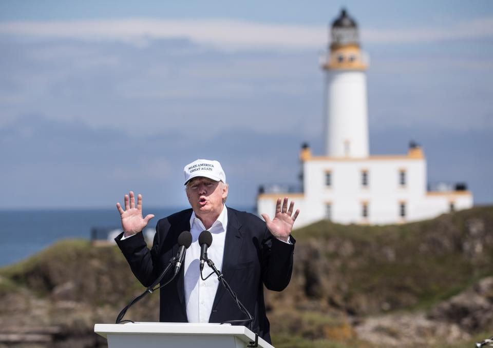 Donald Trump at his Turnberry Golf Course in 2016 (Rex)