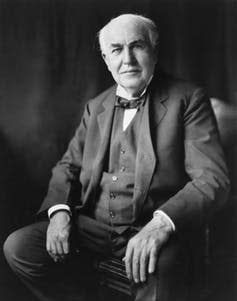 <span class="caption">Thomas Edison’s many inventions ensured him a place in American folklore.</span> <span class="attribution"><a class="link " href="https://www.shutterstock.com/image-photo/thomas-a-edison-18471931-washington-dc-244393174?src=fmA8coXfrGKkbaiUkO0Ydg-1-0" rel="nofollow noopener" target="_blank" data-ylk="slk:shutterstock;elm:context_link;itc:0;sec:content-canvas">shutterstock</a></span>