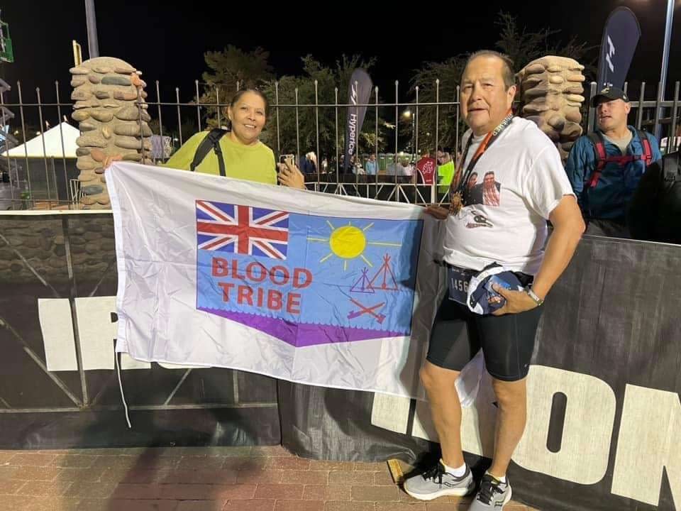Troy Manyfingers recently completed an Ironman triathlon - a 3.9 km swim, 180.2 km bike ride and 42.2 km run - in Arizona in 16 hours and 26 minutes.  (Troy Manyfingers/Facebook - image credit)