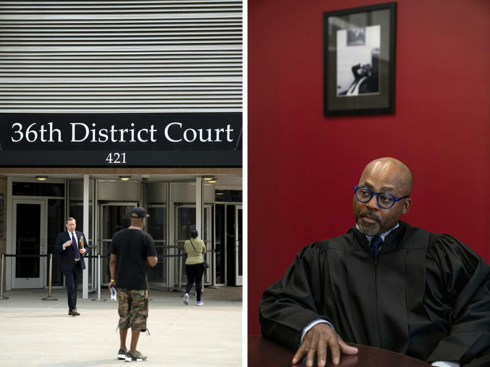 Chief Judge William McConico answers questions at the 36th District Court in Detroit on June 5, 2023. (Sarah Rice for NBC News)