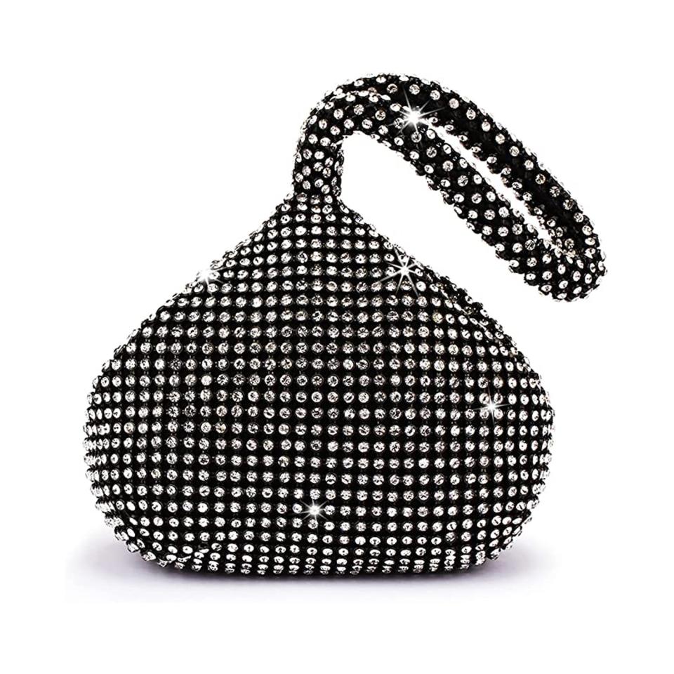 small, black rhinestone bag