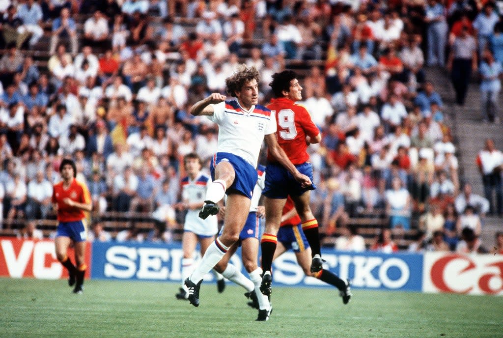 Terry Butcher makes an aerial challenge in England’s 1982 World Cup match against hosts Spain (PA Archive) (PA Archive)