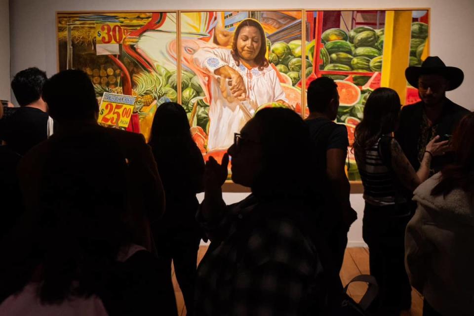 Exposición alimentos mexicanos: Pintura de vendedora de sandías.