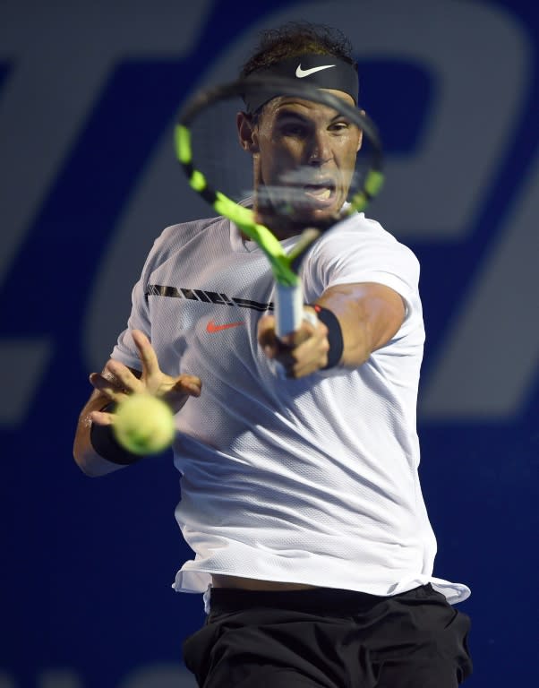 Spain's Rafael Nadal in action against Japan's Yoshihito Nishioka at the Mexico Open in Acapulco on March 2, 2017