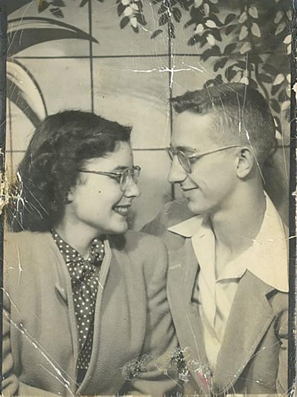 A picture of Jim and JoAnn Grubb from a photobooth around the time they got married in 1948.