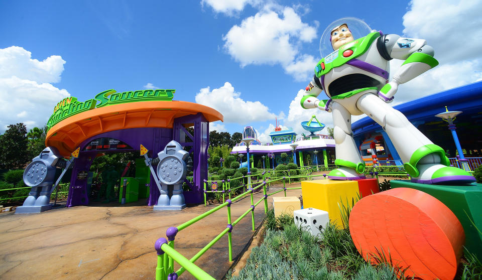 Fans can check out Buzz near the entrance of the Alien Swirling Saucers ride.