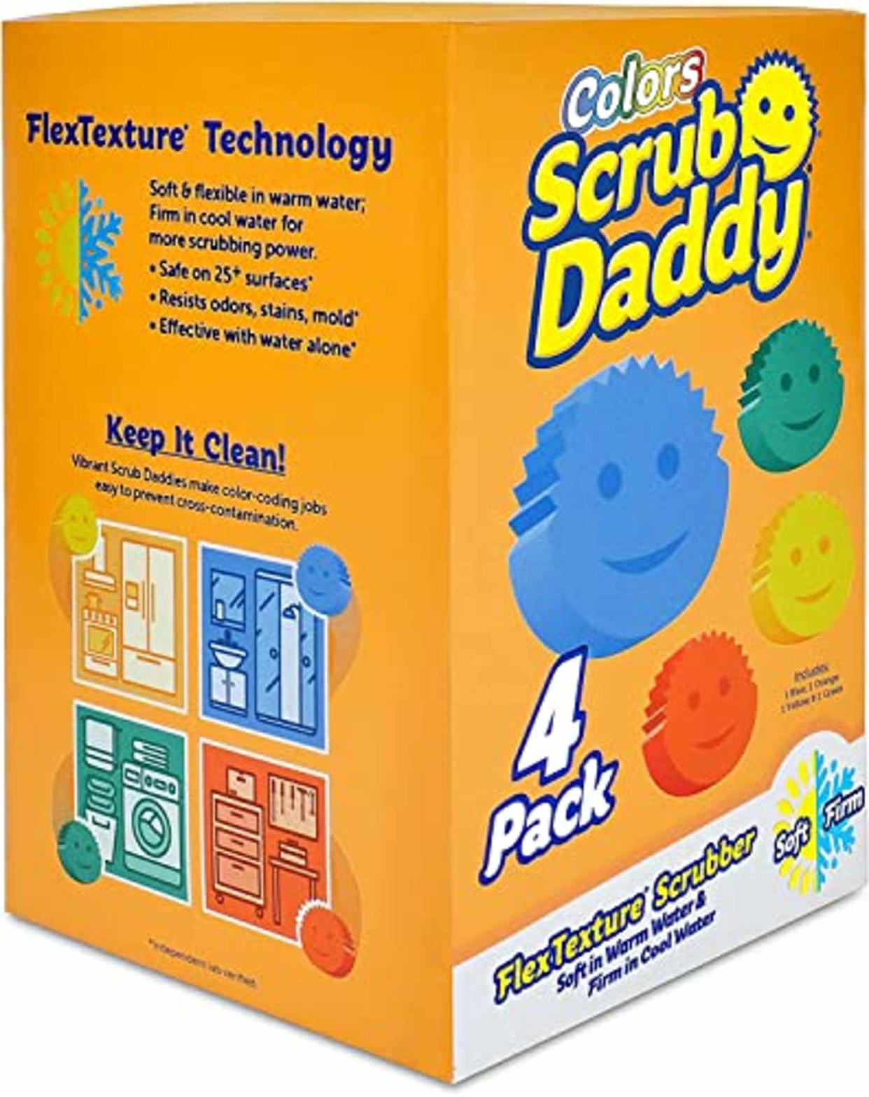 Scrub Daddy Sponge Set Color Variety Pack - Scratch-Free Multipurpose Dish Sponge - BPA Free & Made with Polymer Foam - Stain & Odor Resistant Kitchen Sponge (4 Count) (AMAZON)